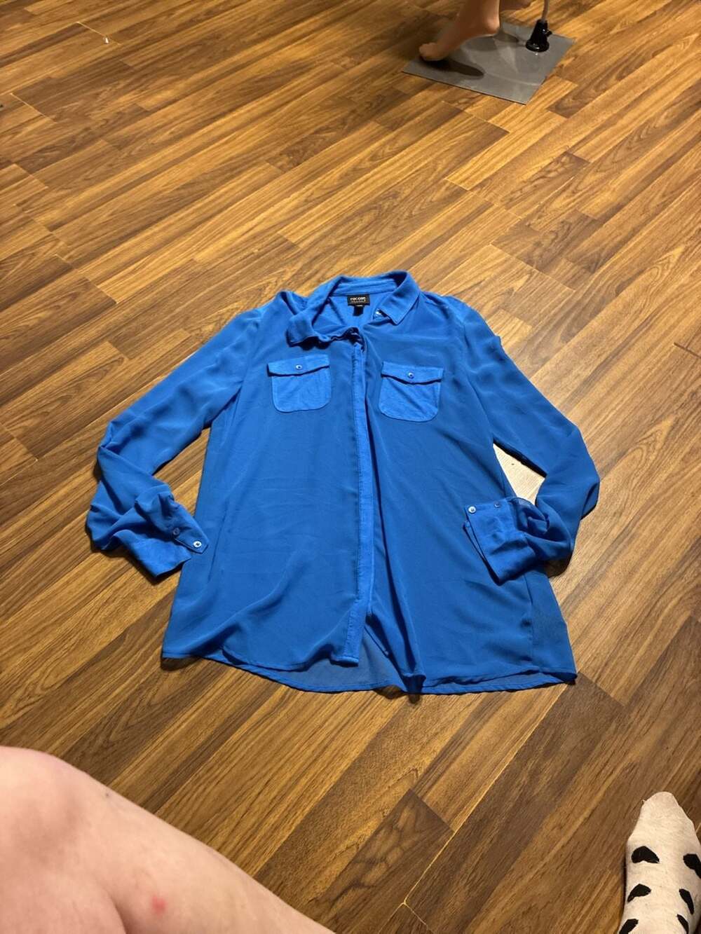 Nicole by Nicole Miller Royal Blue Long Sleeve Button-Up Blouse